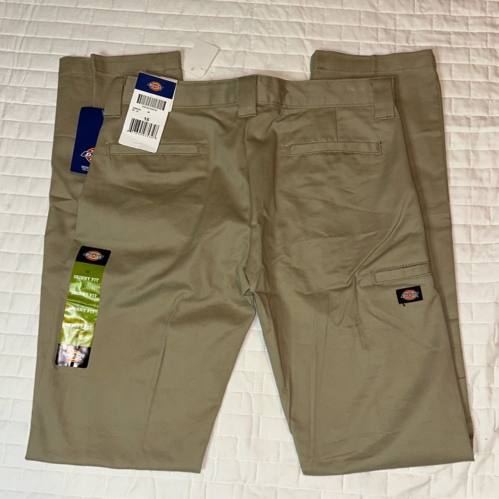 Dickies Boys Twill Pants Skinny Fit Flex Straight Leg 16